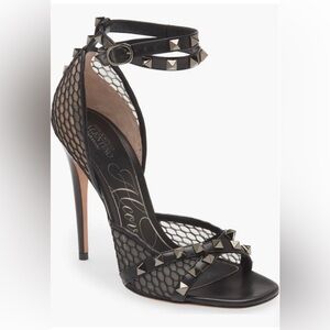Valentino Garavani Black Mesh Studded Heels